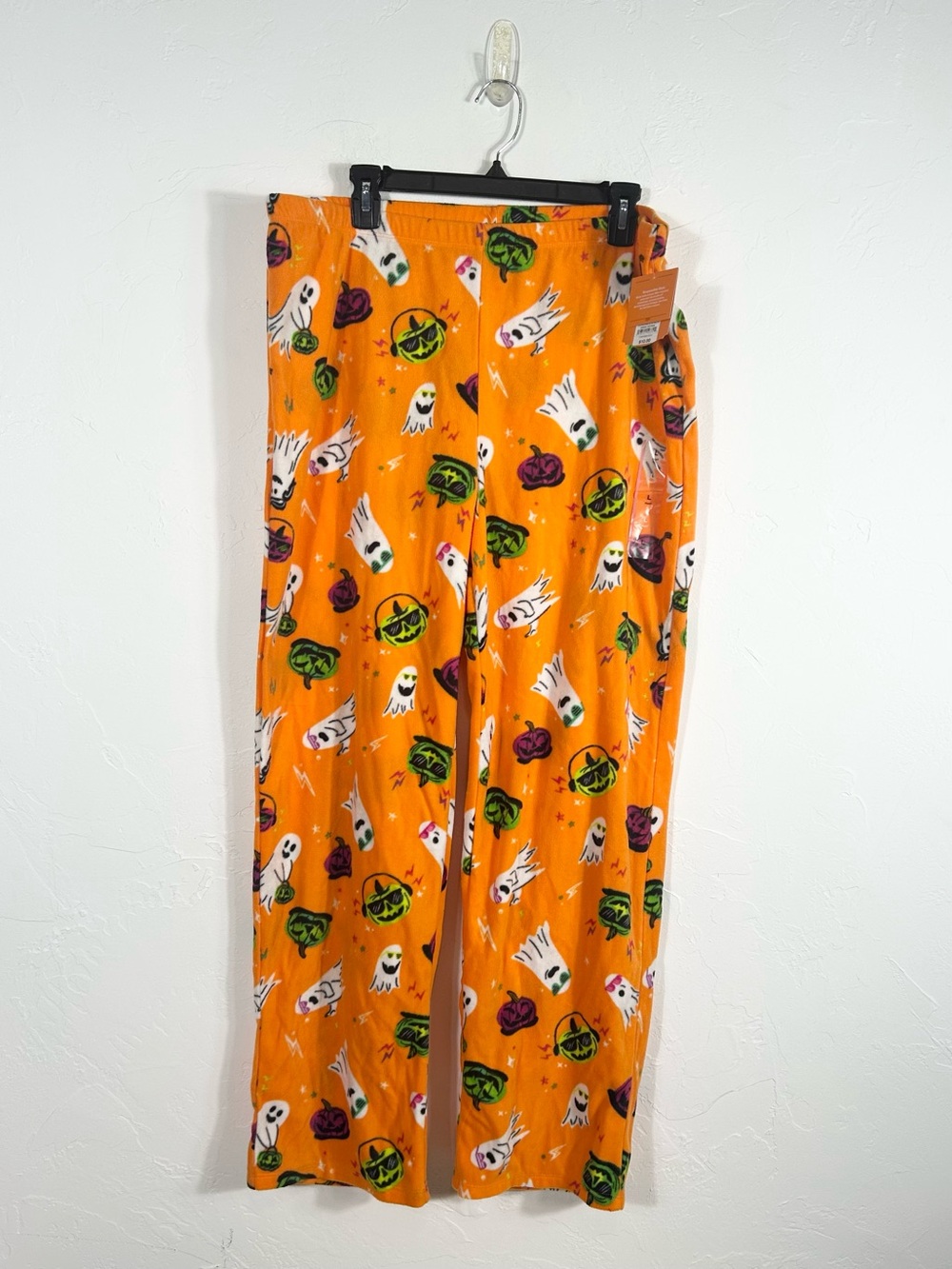 Hyde & EEK! Boutique Women's Orange Halloween Ghost Fleece Pajama Pants Size L